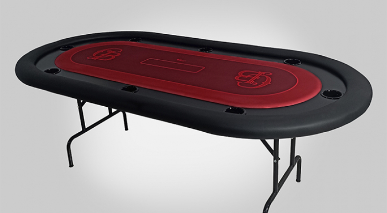 Mesa de Poker Oval com Pernas Dobráveis Pintura Inox - Bra5